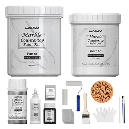 White Marble Countertop Paint Kit for Kitchen Bathroom (35 Fl Oz)