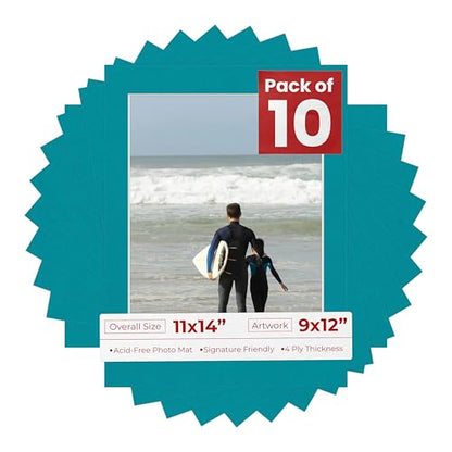 Pack of Ten Acid Free 11x14 Mats Bevel Cut for 9x12 Photos (10 Count)