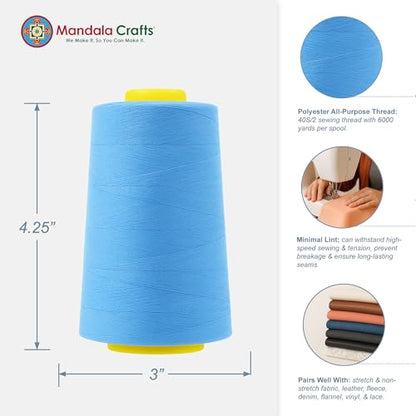 40S 2 Sky Blue Polyester 4 Pack of Serger Threads Cones