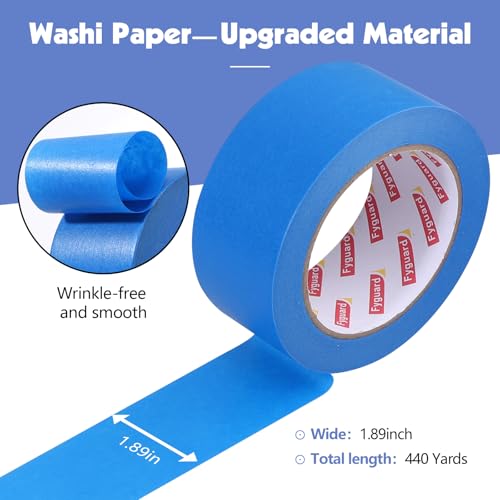 8 Rolls Painters Tape 2 Inch Wide Blue Painters Tape for Wall Painting (8 Count)