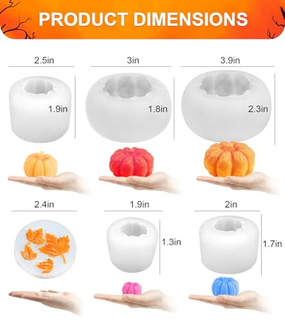 6 pcs Large Halloween Pumpkin Maple Leaf Silicone Candle Mold (6 Count)
