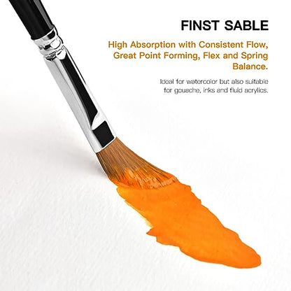 Sable Watercolor Brushes Professional Kolinsky Sable Brushes 7pcs (7 Count)