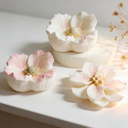 2 Pack 3D Flower Silicone Candle Molds Camellia Poppy for Soap Resin Crafts