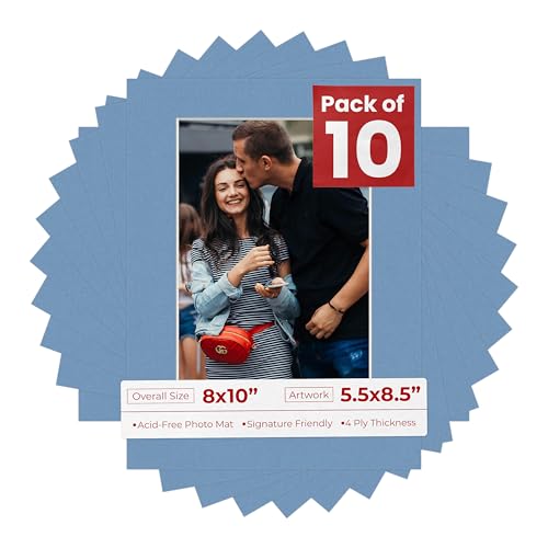 Pack of Ten 8x10 Mats Bevel Cut for 5.5x8.5 Photos (10 Count)