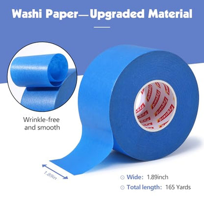 3 Rolls Blue Painters Tape 2inch Wide Painters Tape Bulk (3 Count)