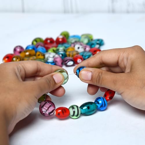 2 3 LB Assorted Glass Dots+Stripe Beads for Jewellery Making (150 Count)