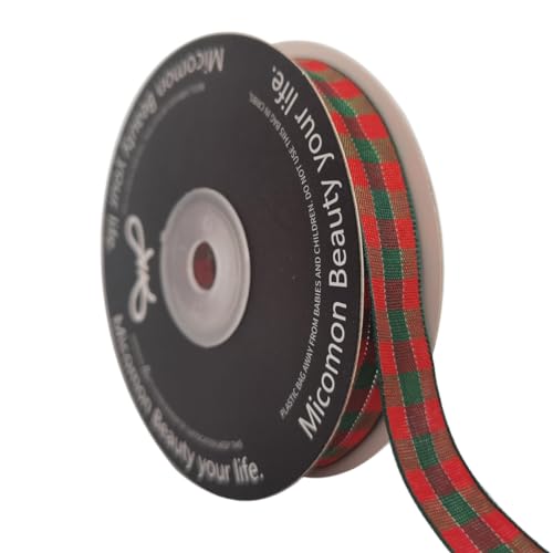 Christmas Ribbon Gingham Checkered Ribbon 25 Yards Plaid Ribbon for Christmas Crafts