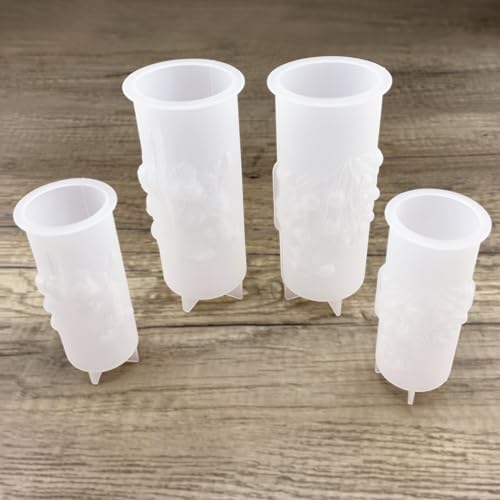 Rose Lily of The Valley Flower Pillar Candle Molds 4pcs