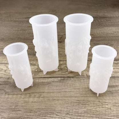 Rose Lily of The Valley Flower Pillar Candle Molds 4pcs