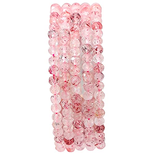 Natural Strawberry Crystal Beads 4x2mm 120pcs Faceted Rondelle Loose Semi Gemstone Beads for Jewelry Making Design (120 Count)