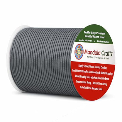 2mm Traffic Gray Waxed Cord