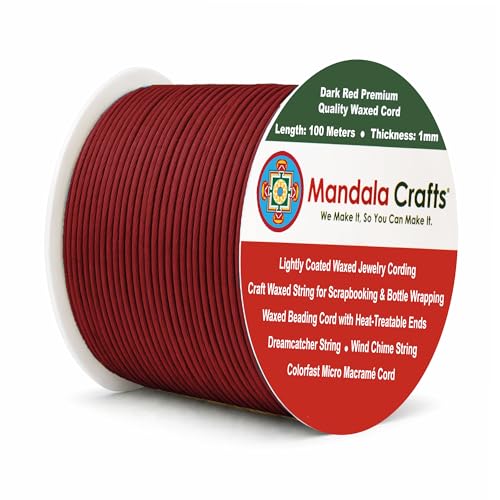 1mm Dark Red Waxed Cord (327 Foot)