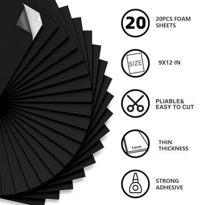 Self Adhesive Foam Sheets Black (20 .)