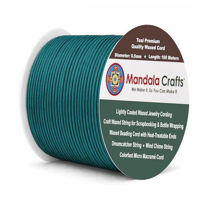 0.5mm Teal Waxed Cord (327 Foot)