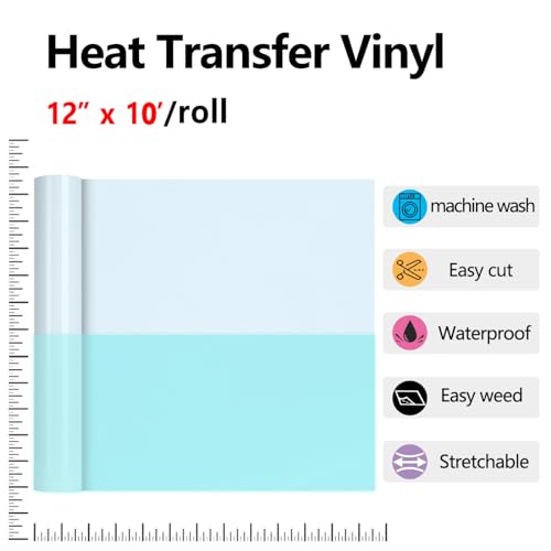 RENLITONG Luminous Blue Glow in The Dark Heat Transfer Vinyl HTV Rolls (8 Foot)