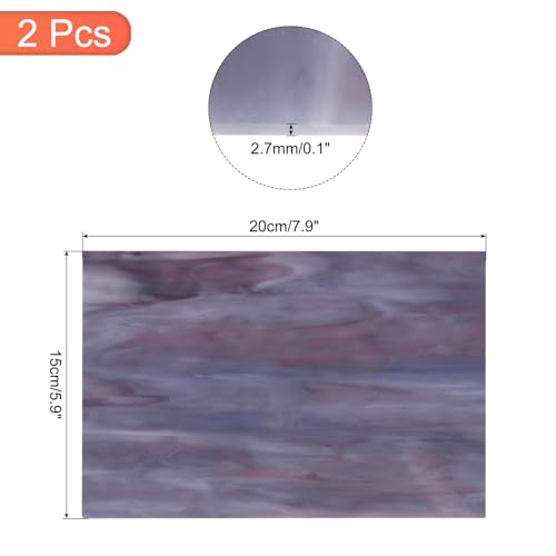 2 Pcs Stained Glass Sheet Mosaic Tile 7.9 Inch x 5.9 Inch Dark Purple Stained Glass Sheets for Crafts DIY Art Project