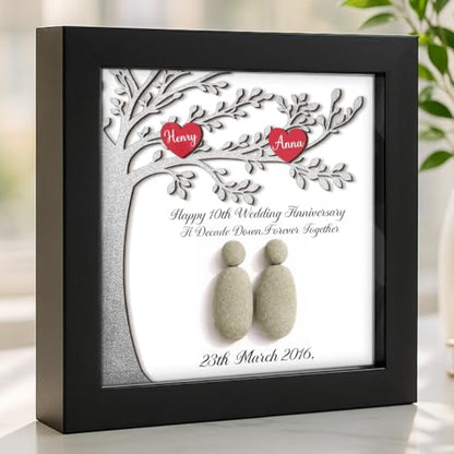 Personalized Anniversary Pebble Art Wooden Couple Sign
