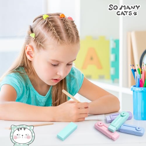 4 Pcs Cute Erasers for Kids Sliding Retractable Pencil Erasers (4 Count)