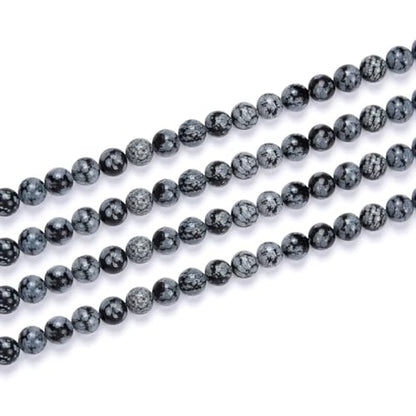 45pcs Adabele Natural Snowflake Obsidian Gemstone 8mm Round Beads