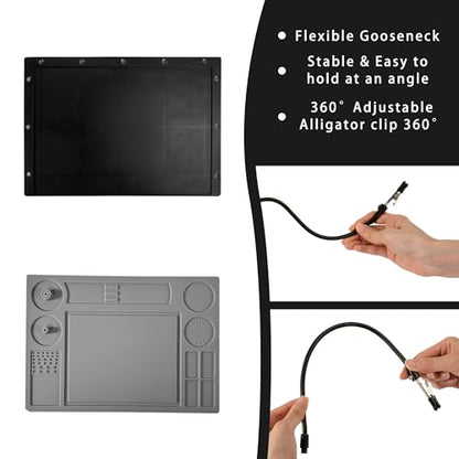 2-in-1 Helping Hands Soldering Station Kit with Silicone Soldering Mat