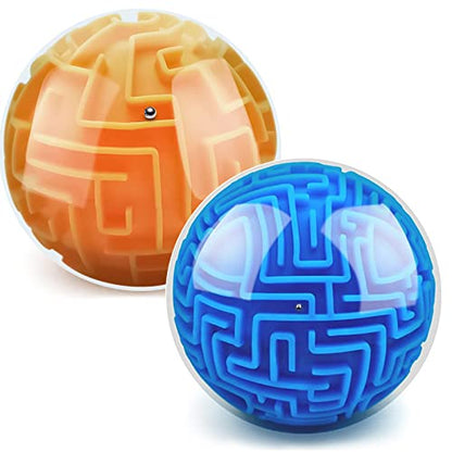 2 Pcs 3D Puzzle Maze Ball Brain Teaser for Kids Boys Girls (2 Count)