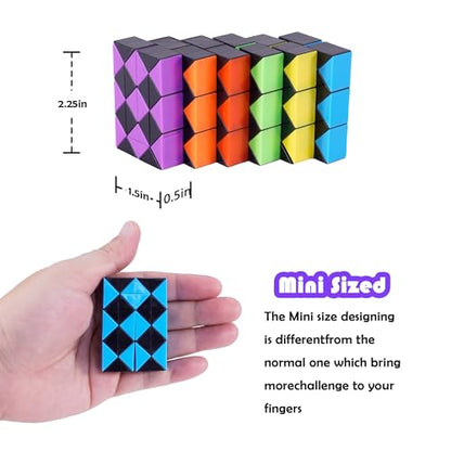 18 Pack Fidget Snake Cube Mini Twist Puzzle for Kids (18 Count)
