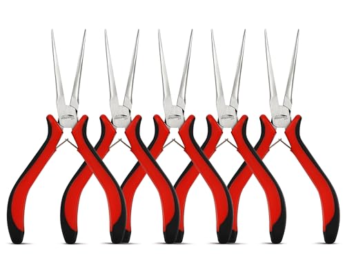 5-Pack 5.5-Inch Long Needle Nose Pliers, Mini Jewelry Pliers (5 Count)