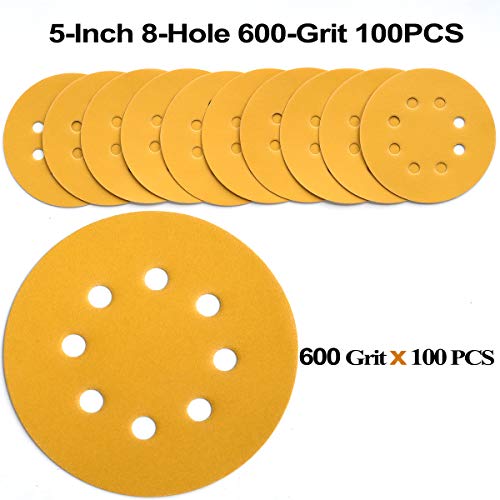 5-Inch 8-Hole Hook and Loop Sanding Discs 600-Grit, 100-Pack (100 Count)