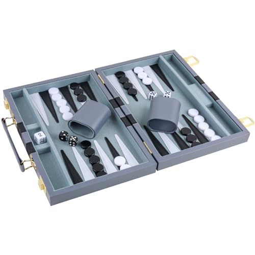 Backgammon Set 2 Players Classic Backgammon Sets for Adults Board Game with PU Leather Case Portable and Travel Backgammon Set (30 Count)