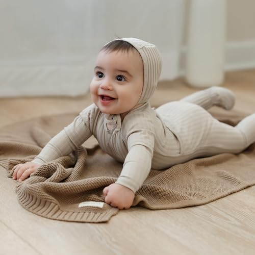 100% Organic Cotton Heritage Knit Textured Baby Blanket
