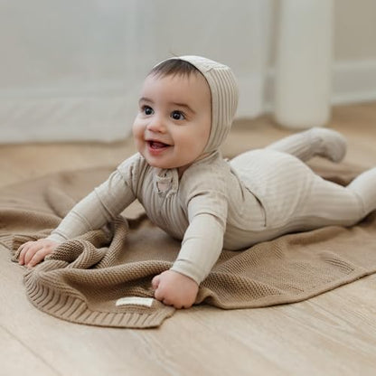 100% Organic Cotton Heritage Knit Textured Baby Blanket