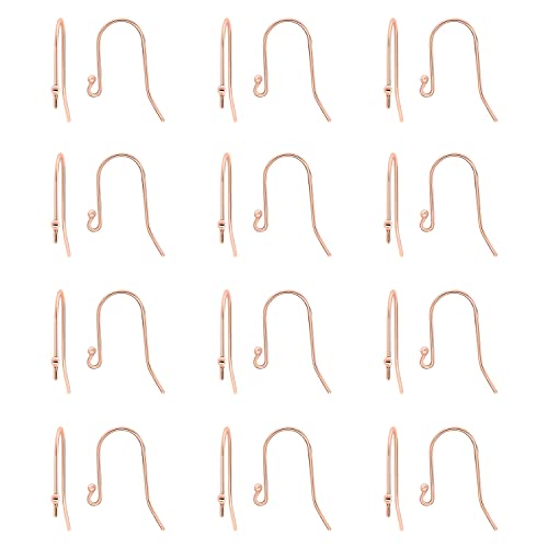 925 Rose Gold flashed Sterling Silver Ear Wires Ball End Earring Hooks for Drop Dangle Earrings Jewelry Making (24 Count)
