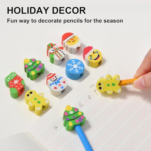 42Pcs Christmas Pencil Top Erasers for Kids Bulk (42 Count)