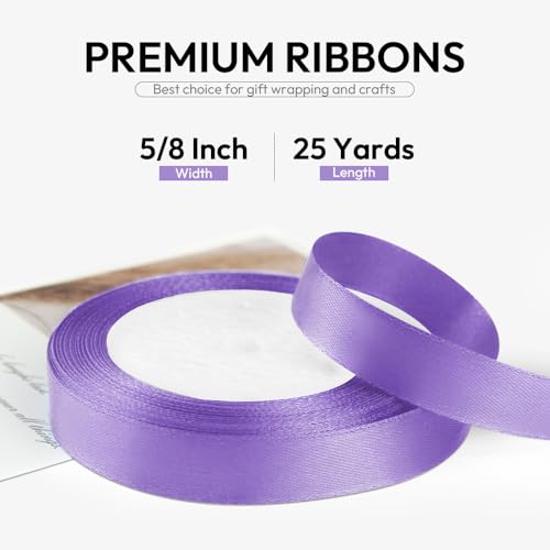 5 8 Inch 25 Yards Satin Ribbon Light Purple (75 Foot)