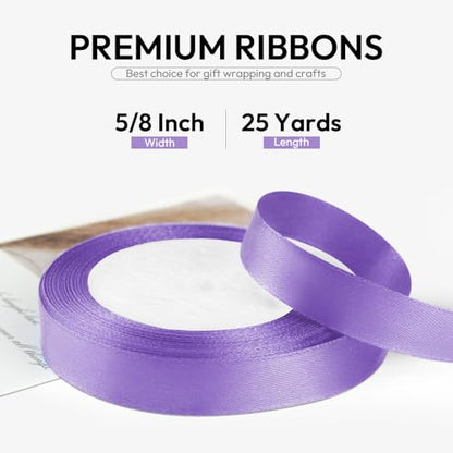 5 8 Inch 25 Yards Satin Ribbon Light Purple (75 Foot)