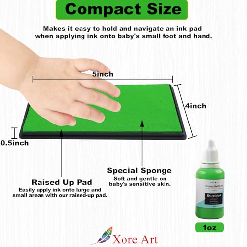 5"x4'' Large Ink Pad Washable Stamp Ink Pad for Baby Footprint Handprint with 30ml Premium Refill Ink