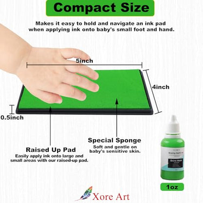 5"x4'' Large Ink Pad Washable Stamp Ink Pad for Baby Footprint Handprint with 30ml Premium Refill Ink
