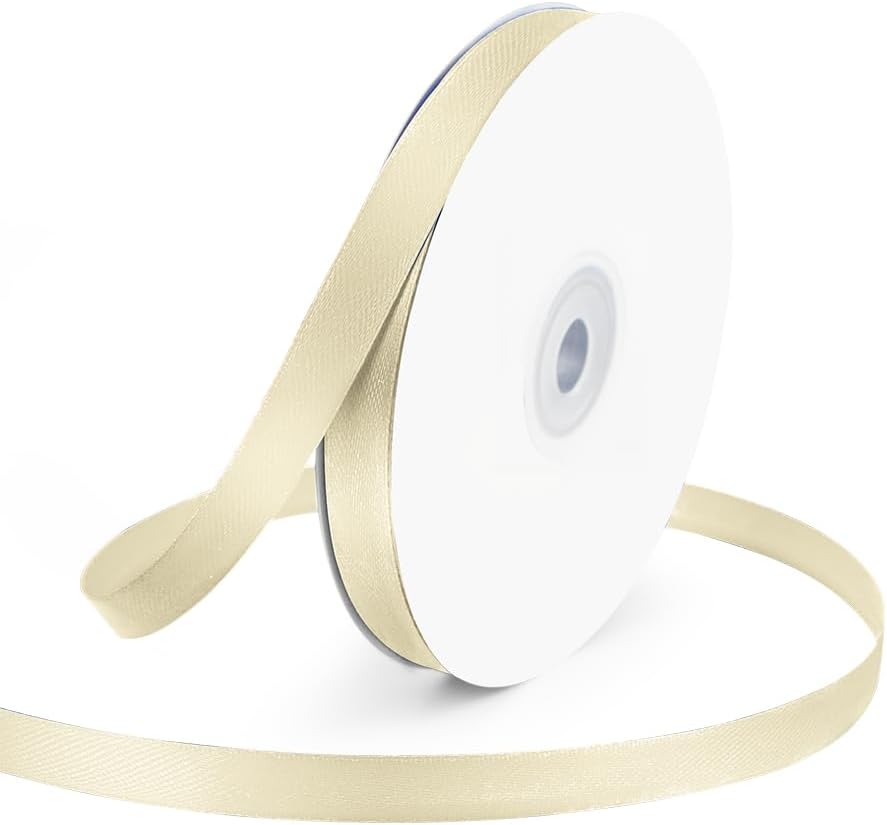 KMER LIFE 3/8/ Wide x 50 Yards Ivory Single Faced Polyester Satin Ribbon, Ivory Satin Ribbon Perfect for Wedding Decor, Wreath, Crafts, Gift Wrapping & Other Projects (Ivory) - Crafty Corner