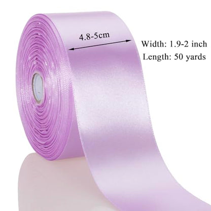 2 Inch Lilac Solid Satin Ribbon for Gift Wrapping