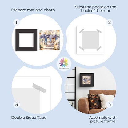 Mat Board Center 25 Pack 12x12 Picture Mat for 8x8 Photo Black