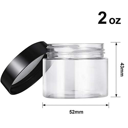 12 Pack 2 oz Plastic Container Jars with Lids Round Clear Travel Cosmetic Container Slime Jars for Toiletries (24 Count)