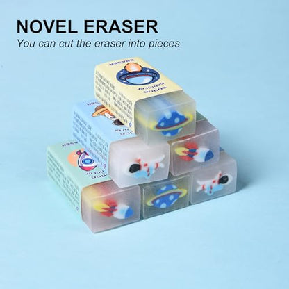 18Pcs Cute Outer Space Themed Erasers for Kids Bulk (18 Count)