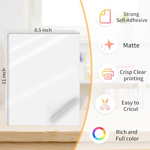 50 Sheets Clear Sticker Paper for Inkjet & Laser Printer