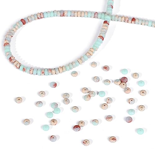Natural Shoushan Disk Stone Beads 4x2mm 160pcs Rondelle Loose Semi Gemstone Beads for Jewelry Making Design (160 Count)