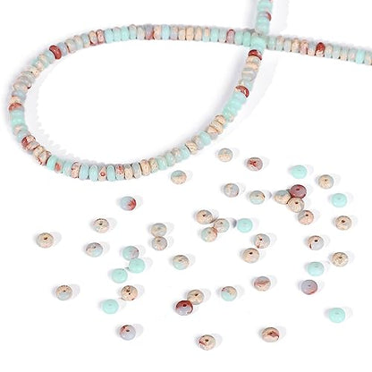Natural Shoushan Disk Stone Beads 4x2mm 160pcs Rondelle Loose Semi Gemstone Beads for Jewelry Making Design (160 Count)