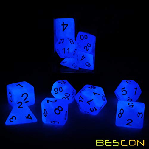 Bescon Two Tone Glowing Polyhedral Dice 7pcs Set Frosty Amethyst (7 Count)