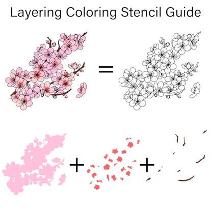 Winter Plum Blossom Stamps & Dies & Layering Coloring Stencil Set