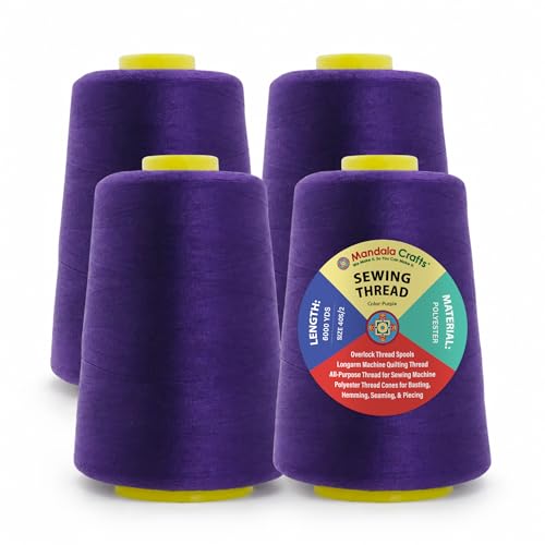 40S 2 Purple Polyester 4 Pack of Serger Threads Cones (72000 Foot )