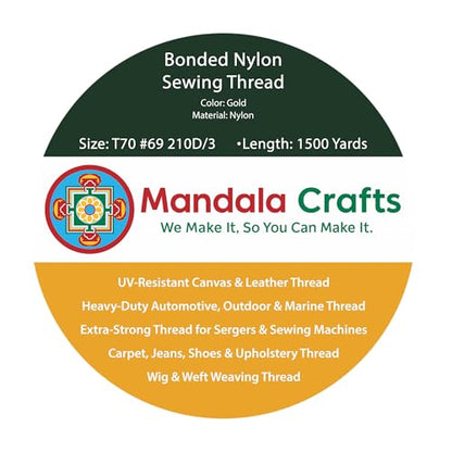 Size 69 210D T70 Gold Combo Bonded Nylon Thread (18000 Foot)