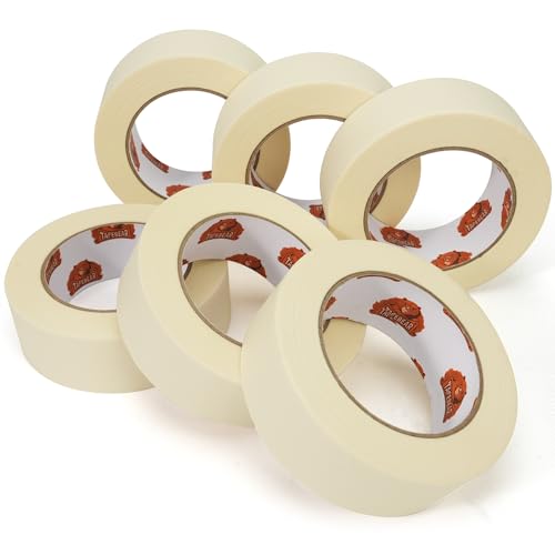 General Purpose Masking Tape Beige White 1.5" x 60Yards x 6Rolls (6 Count)